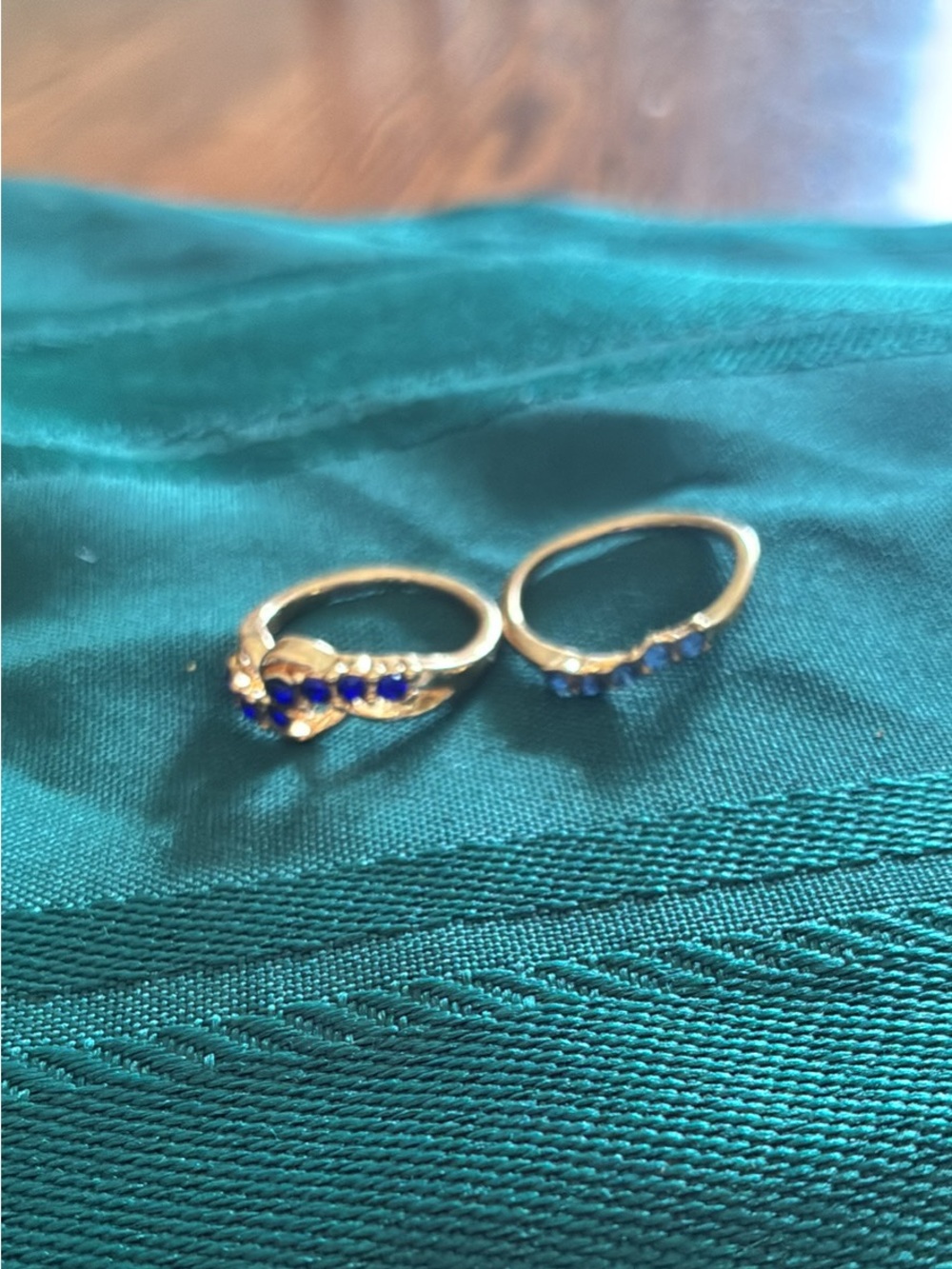 Gold-Plated Blue Stone Stackable Women's Rings